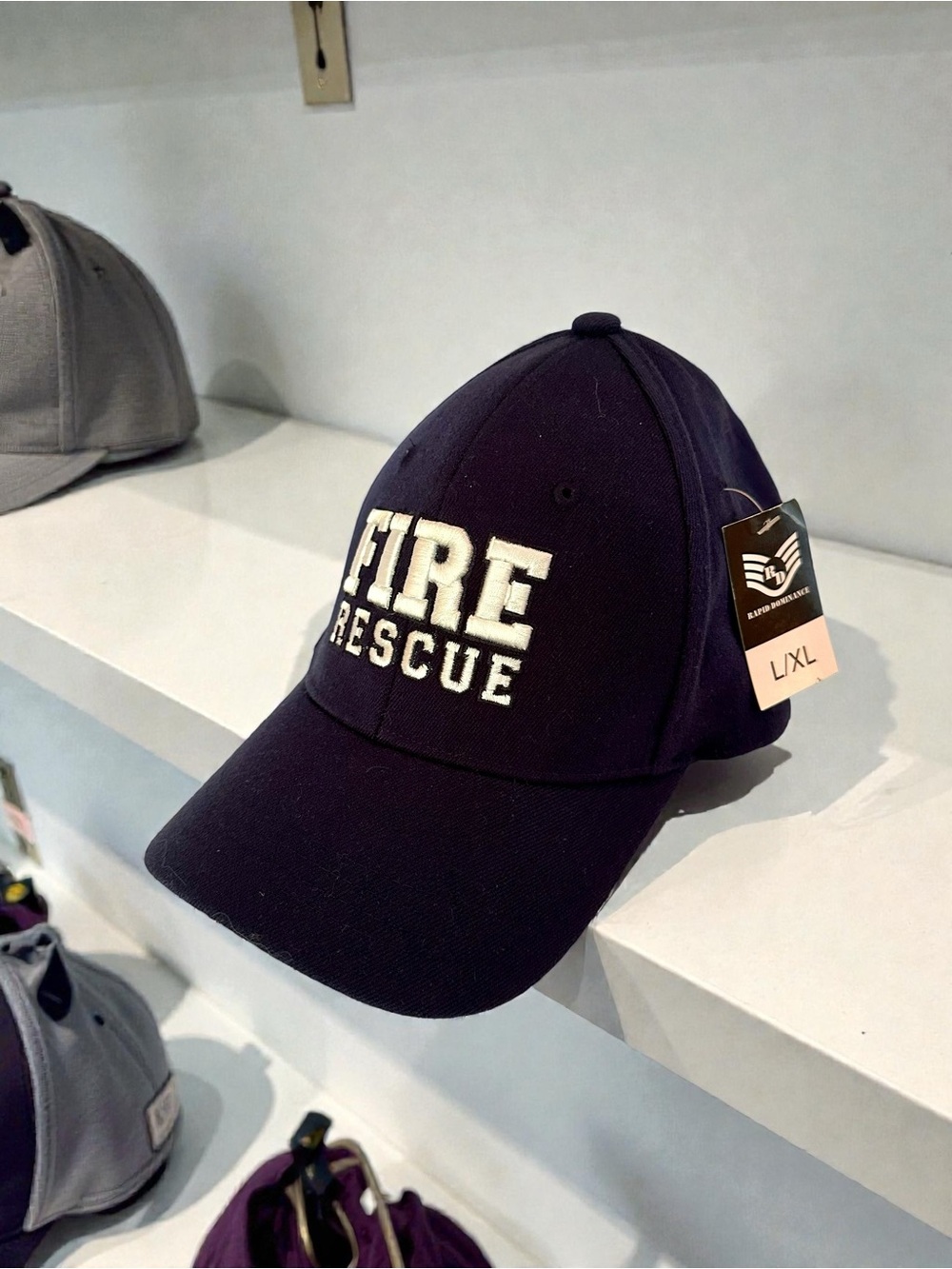 Fire Rescue Embroidered Baseball Cap - Navy